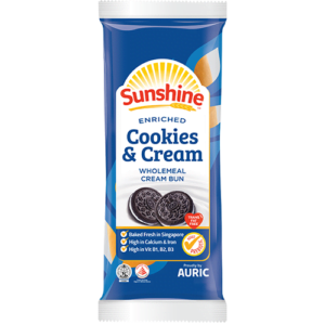 sunshine cookies & cream wholemeal cream bun
