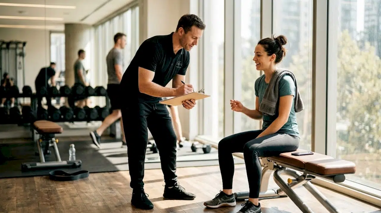 Professional client meeting trainer in Singapore gym